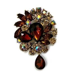 Large Two Toned Brown Teardrop Brooch/Pendant